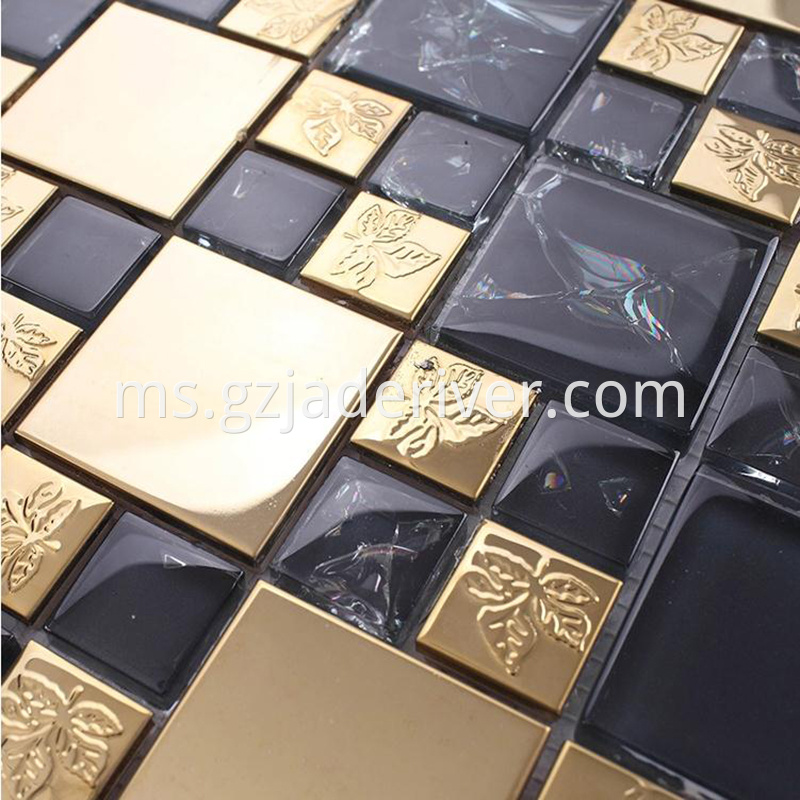 Black And Rose Gold Mosaic Tile